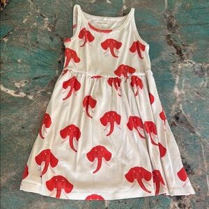 Mini Rodini Beige and Red Elephant Print Dress